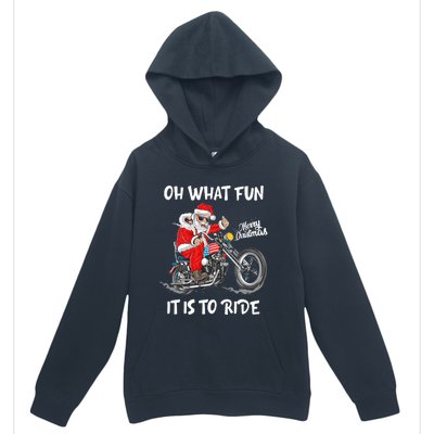 Biker Santa Motorcycle Fan Merry Christmas Xmas Holidays Urban Pullover Hoodie