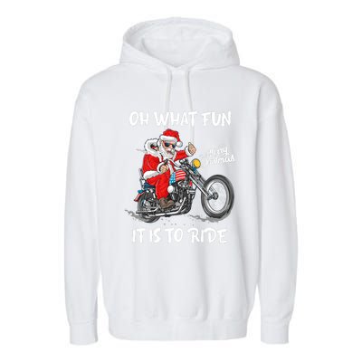 Biker Santa Motorcycle Fan Merry Christmas Xmas Holidays Garment-Dyed Fleece Hoodie