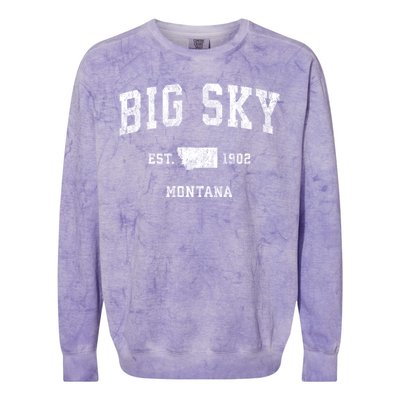 Big Sky Montana Mt Vintage Sports Colorblast Crewneck Sweatshirt