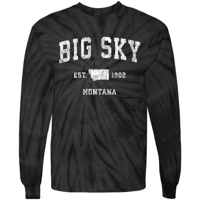 Big Sky Montana Mt Vintage Sports Tie-Dye Long Sleeve Shirt