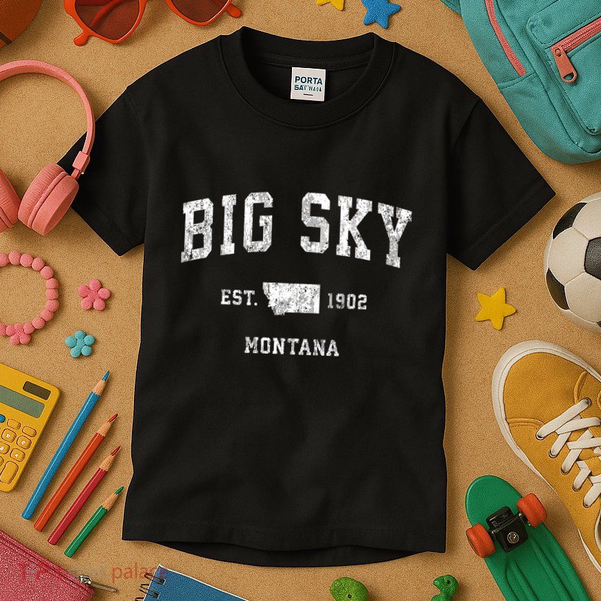 Big Sky Montana Mt Vintage Sports Kids T-Shirt