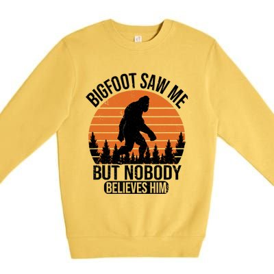 Bigfoot Saw Me But Nobody Believes Him Night Stroll Premium Crewneck Sweatshirt