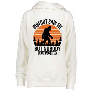 Bigfoot Saw Me But Nobody Believes Him Night Stroll Womens Funnel Neck Pullover Hood