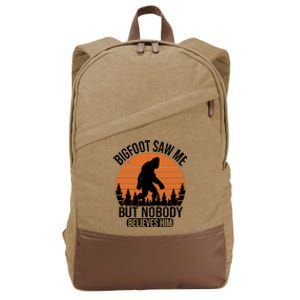 Bigfoot Saw Me But Nobody Believes Him Night Stroll Cotton Canvas Backpack