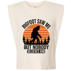 Bigfoot Saw Me But Nobody Believes Him Night Stroll Garment-Dyed Women's Muscle Tee