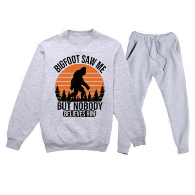 Bigfoot Saw Me But Nobody Believes Him Night Stroll Premium Crewneck Sweatsuit Set