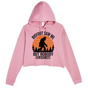 Bigfoot Saw Me But Nobody Believes Him Night Stroll Crop Fleece Hoodie