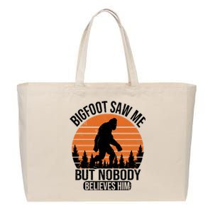 Bigfoot Saw Me But Nobody Believes Him Night Stroll Cotton Canvas Jumbo Tote