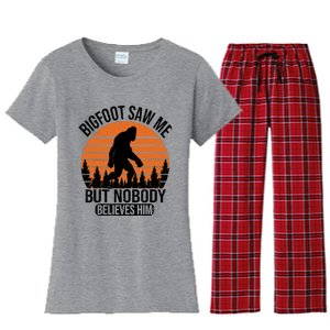 Bigfoot Saw Me But Nobody Believes Him Night Stroll Women's Flannel Pajama Set