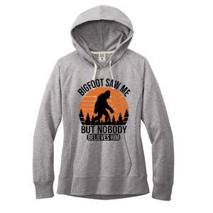 Bigfoot Saw Me But Nobody Believes Him Night Stroll Women's Fleece Hoodie