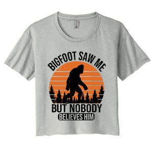 Bigfoot Saw Me But Nobody Believes Him Night Stroll Women's Crop Top Tee