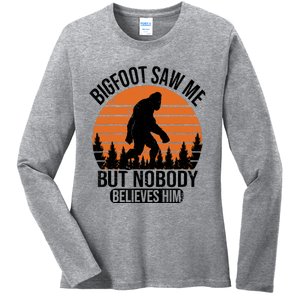 Bigfoot Saw Me But Nobody Believes Him Night Stroll Ladies Long Sleeve Shirt