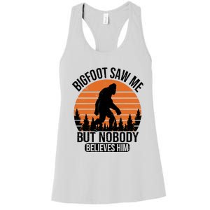 Bigfoot Saw Me But Nobody Believes Him Night Stroll Women's Racerback Tank