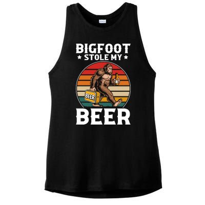 Bigfoot Stole My Beer Ladies PosiCharge Tri-Blend Wicking Tank