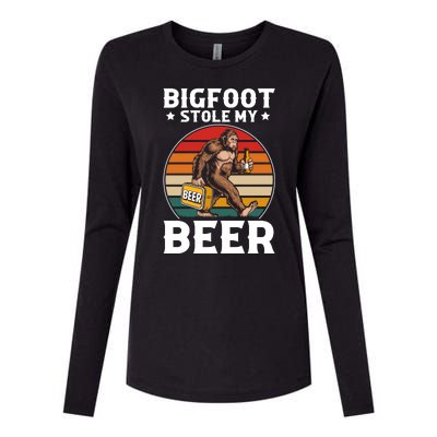 Bigfoot Stole My Beer Womens Cotton Relaxed Long Sleeve T-Shirt