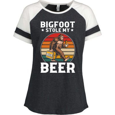 Bigfoot Stole My Beer Enza Ladies Jersey Colorblock Tee