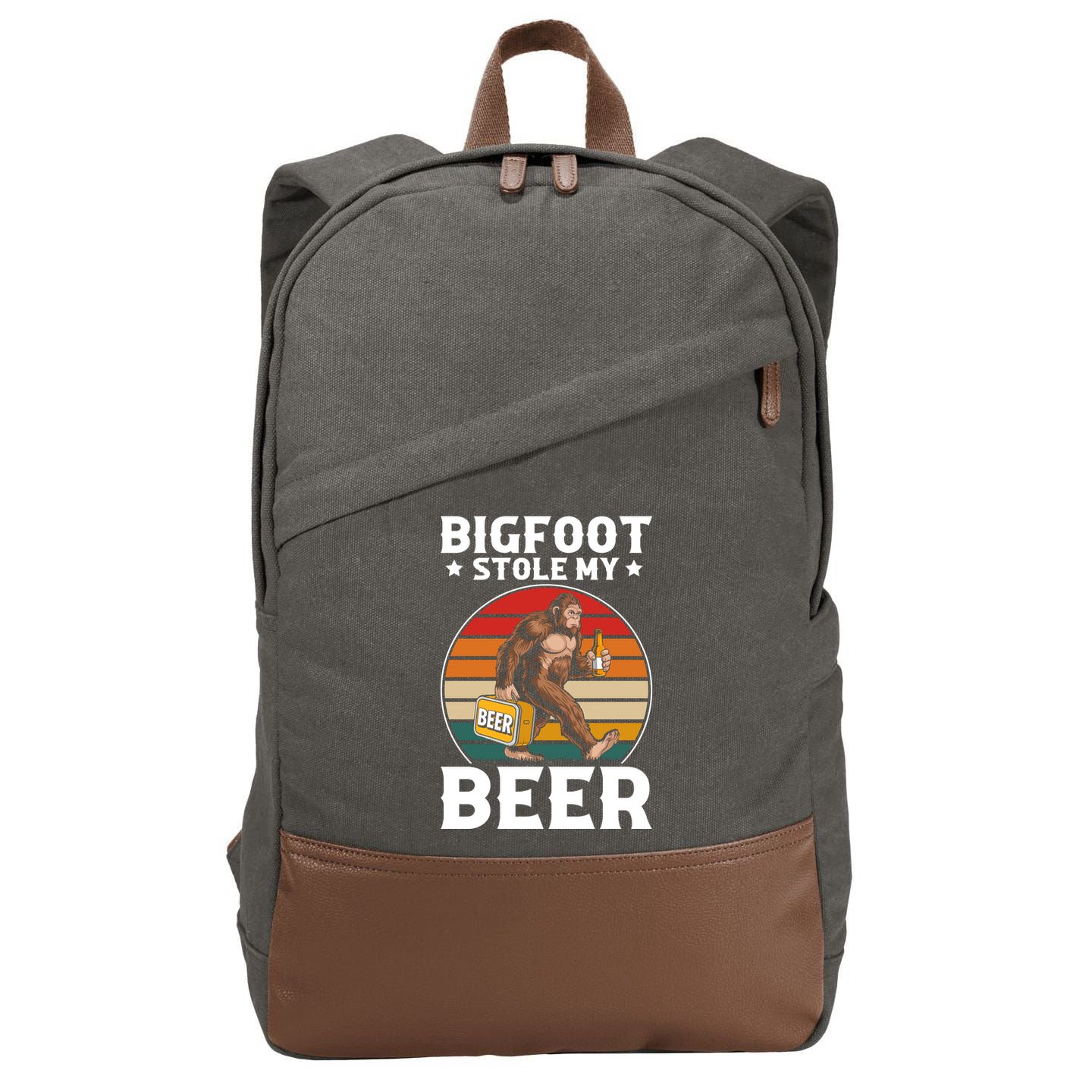 Bigfoot Stole My Beer Cotton Canvas Backpack