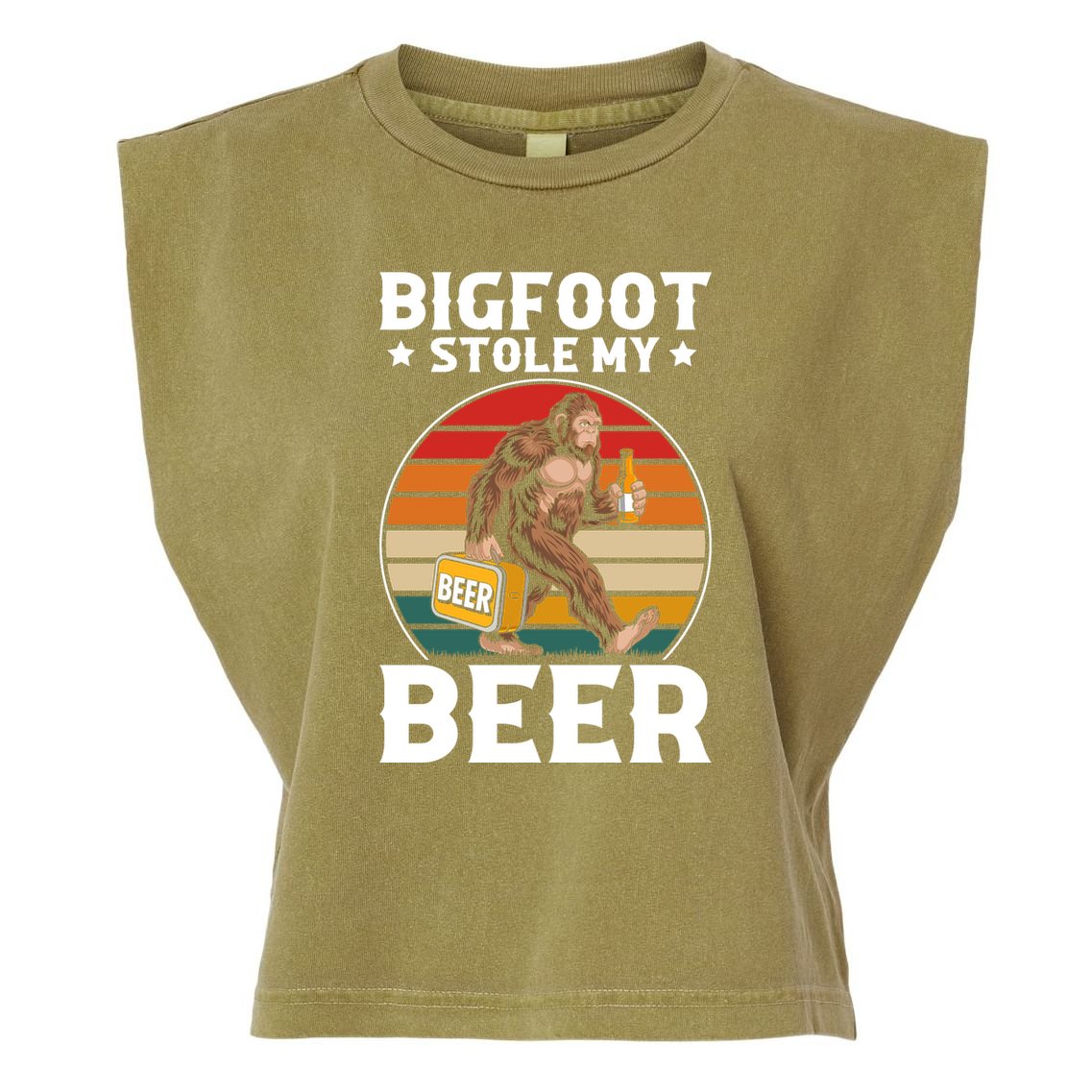 Bigfoot Stole My Beer Garment-Dyed Women's Muscle Tee