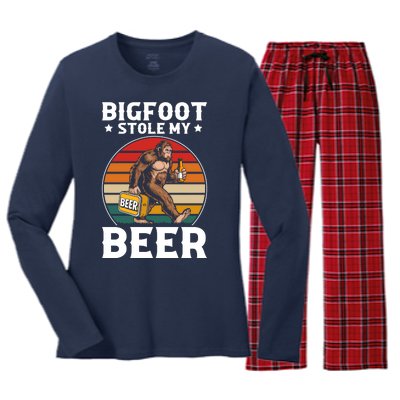 Bigfoot Stole My Beer Women's Long Sleeve Flannel Pajama Set 