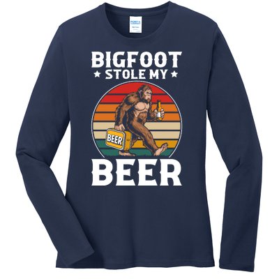 Bigfoot Stole My Beer Ladies Long Sleeve Shirt