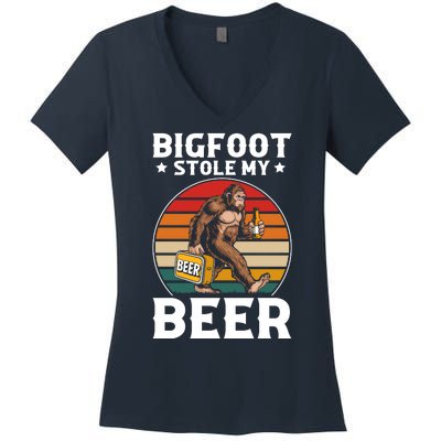 Bigfoot Stole My Beer Women's V-Neck T-Shirt