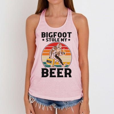 Bigfoot Stole My Beer Women's Knotted Racerback Tank