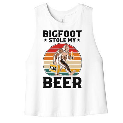 Bigfoot Stole My Beer Women's Racerback Cropped Tank