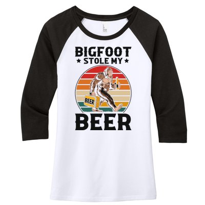 Bigfoot Stole My Beer Women's Tri-Blend 3/4-Sleeve Raglan Shirt