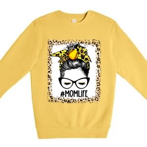 Bleached Softball Mom Messy Bun Game Day Mothers Day Gift Premium Crewneck Sweatshirt