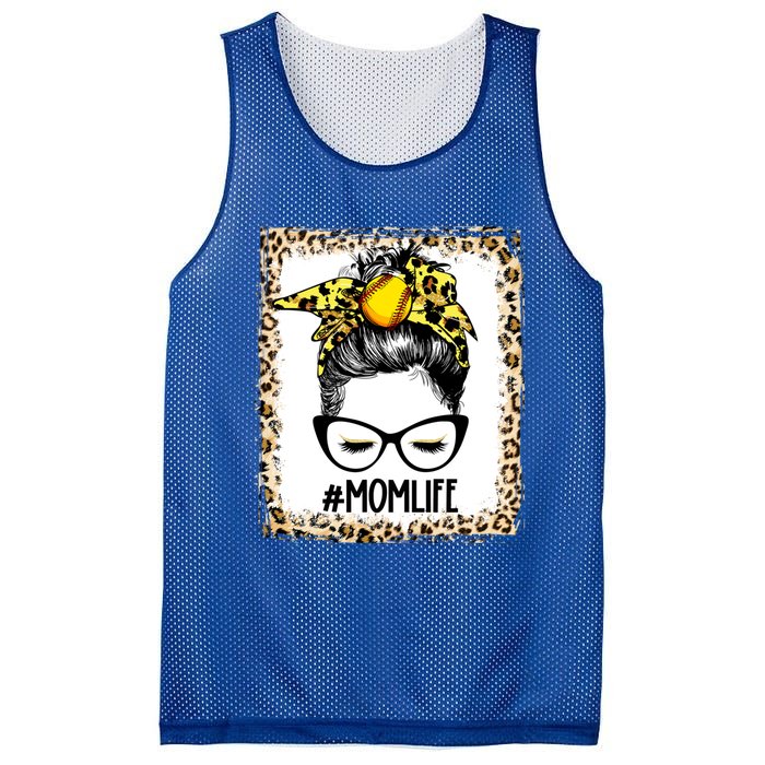 Bleached Softball Mom Messy Bun Game Day Mothers Day Gift Mesh Reversible Basketball Jersey Tank