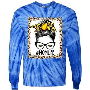 Bleached Softball Mom Messy Bun Game Day Mothers Day Gift Tie-Dye Long Sleeve Shirt