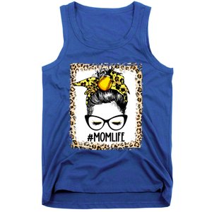 Bleached Softball Mom Messy Bun Game Day Mothers Day Gift Tank Top