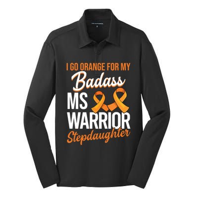 Badass Stepdaughter Multiple Sclerosis Ms Warrior Gift Silk Touch Performance Long Sleeve Polo