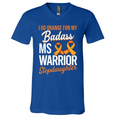 Badass Stepdaughter Multiple Sclerosis Ms Warrior Gift V-Neck T-Shirt