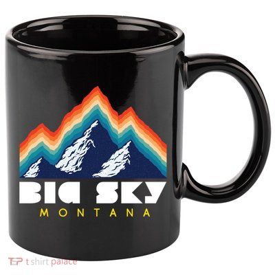 Big Sky Montana Cute Gift Usa Ski Retro Gift 11oz C Handle Ceramic Mug