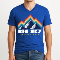 Big Sky Montana Cute Gift Usa Ski Retro Gift V-Neck T-Shirt