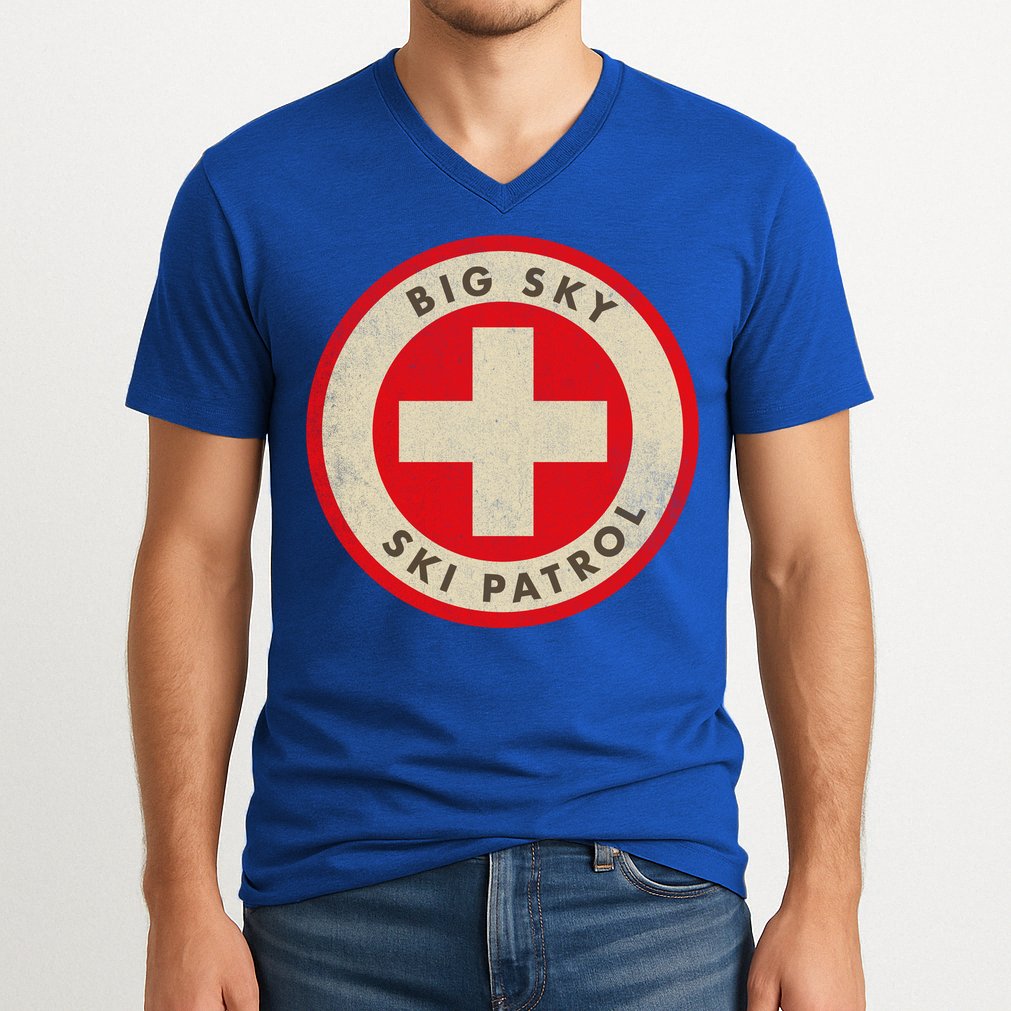 Big Sky Montana Ski Patrol Skiing Gift V-Neck T-Shirt