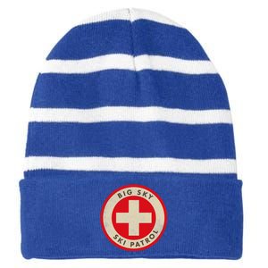 Big Sky Montana Ski Patrol Skiing Gift Striped Beanie with Solid Band