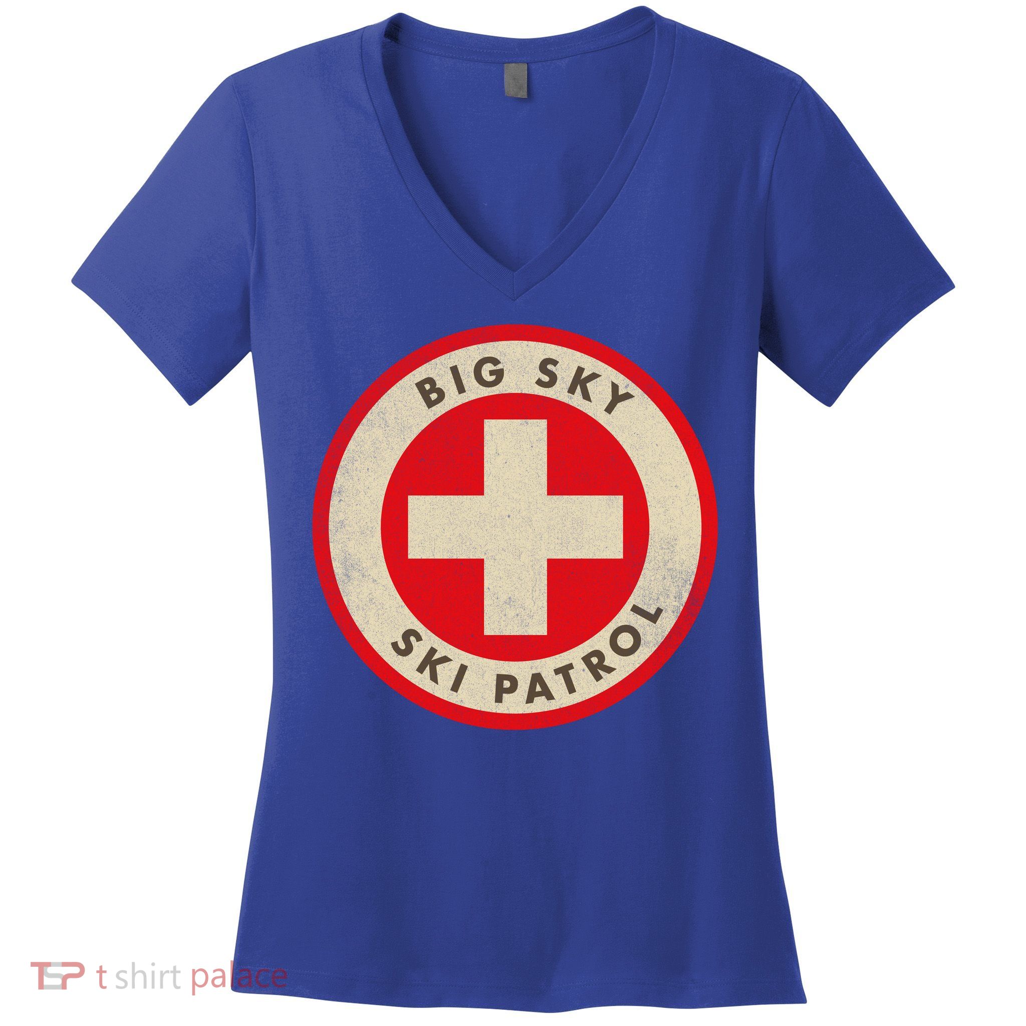 Big Sky Montana Ski Patrol Skiing Gift Women's V-Neck T-Shirt