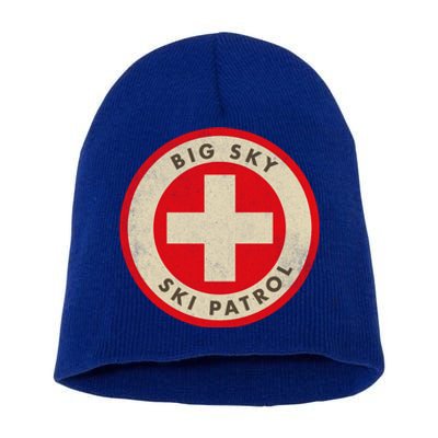 Big Sky Montana Ski Patrol Skiing Gift Short Acrylic Beanie