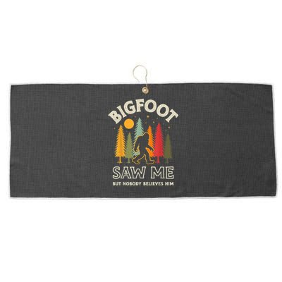 Bigfoot Saw Me But Nobody Believes Him Funny Sasquatch Retro Large Microfiber Waffle Golf Towel