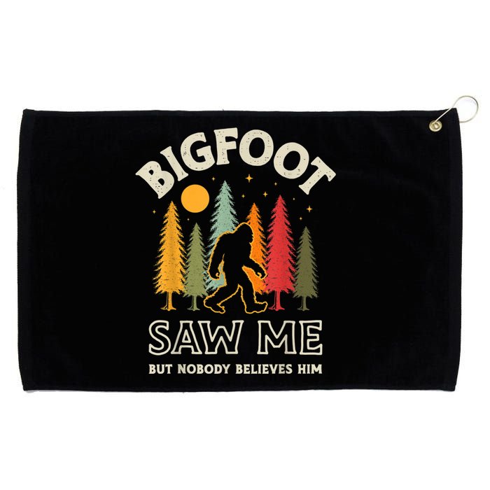 Bigfoot Saw Me But Nobody Believes Him Funny Sasquatch Retro Grommeted Golf Towel