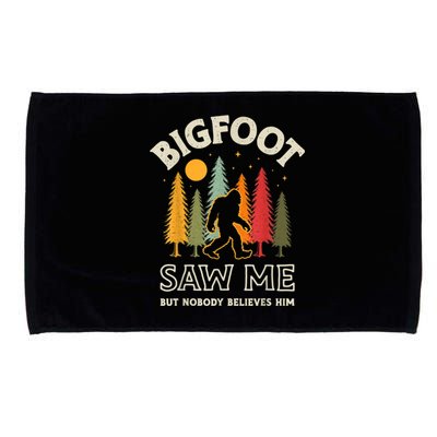 Bigfoot Saw Me But Nobody Believes Him Funny Sasquatch Retro Microfiber Hand Towel