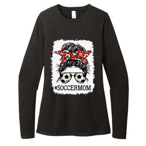 Bleached Soccer Mom Messy Bun Women Player Mom Mothers Day Womens CVC Long Sleeve Shirt