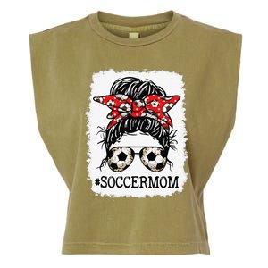 Bleached Soccer Mom Messy Bun Women Player Mom Mothers Day Garment-Dyed Women's Muscle Tee