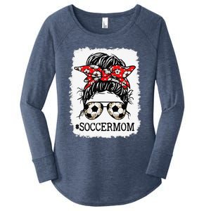 Bleached Soccer Mom Messy Bun Women Player Mom Mothers Day Women's Perfect Tri Tunic Long Sleeve Shirt