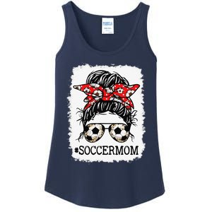 Bleached Soccer Mom Messy Bun Women Player Mom Mothers Day Ladies Essential Tank