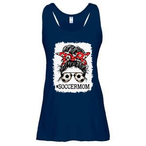 Bleached Soccer Mom Messy Bun Women Player Mom Mothers Day Ladies Essential Flowy Tank