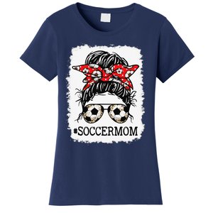 Bleached Soccer Mom Messy Bun Women Player Mom Mothers Day Women's T-Shirt