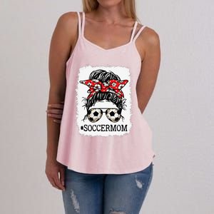 Bleached Soccer Mom Messy Bun Women Player Mom Mothers Day Women's Strappy Tank